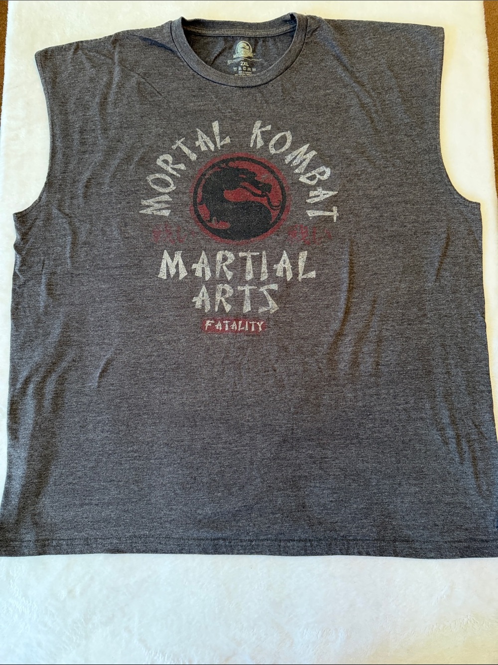 Mortal Kombat Men's Gray Sleeveless Tank Top with Martial Arts Graphic